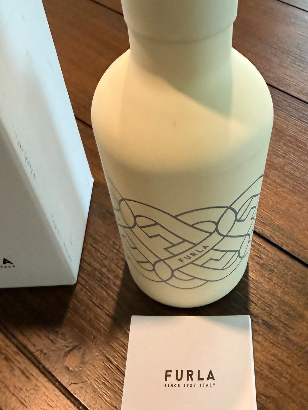Furla NIB Stainless Steel Insulated Flask off-white w/Geometric Arch Logo - Picture 4 of 8